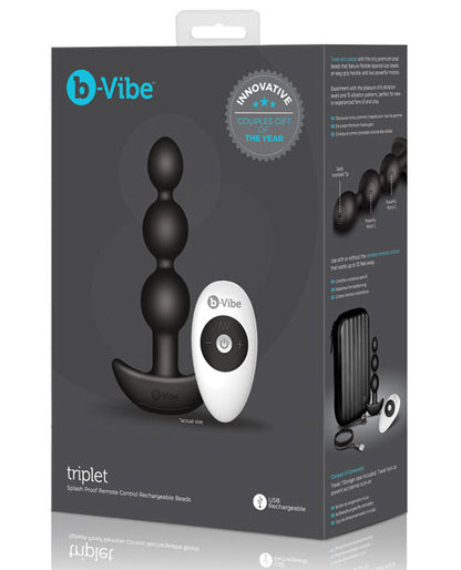 B-Vibe Cuentas Anal B-Vibe Remote Triplet - Negro
