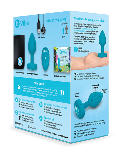 B-Vibe Control Remoto Vibrador Joya Anal (S/M) - Azul Verdoso