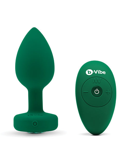 B-Vibe Control Remoto Vibrador Joya Plug (M/L) - Verde Esmeralda