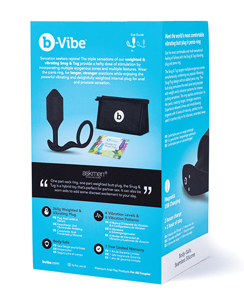 B-Vibe Vibrating Snug & Tug XL - Negro