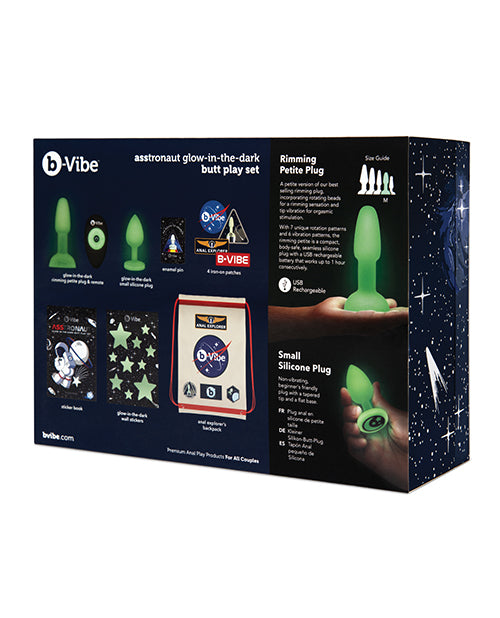Set de Juguetes Anales B-Vibe Asstronaut - Brilla en la Oscuridad
