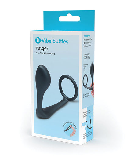 B-Vibe Butties Ringer Anneau pénien et plug prostatique - Noir