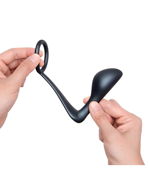 B-Vibe Butties Ringer Anneau pénien et plug prostatique - Noir