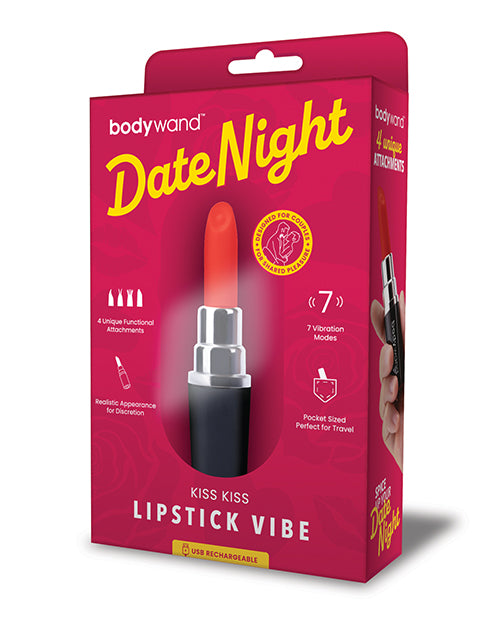 Vibreur Rouge à Lèvres Kiss Kiss Date Night Bodywand - Noir/Rouge