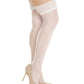 Medias Transparentes a la Altura del Muslo con Borde Superior Elástico Ancho Floral Blanco T/U