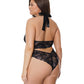 Body Teddy métallique extensible en dentelle entrejambe ouvert noir/or rose OQ