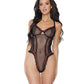 Body en résille extensible à armatures avec rubans noir grande taille