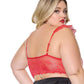 Bralette à armatures souples en dentelle extensible festonnée - Rouge QN