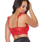 Bralette de encaje elástico festoneado sin copa - Rojo T/U