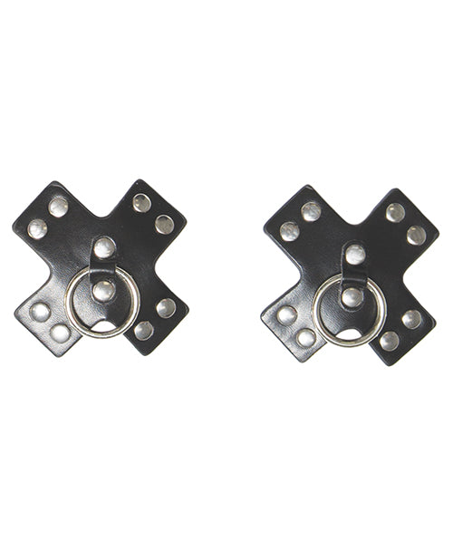 Cache-tétons réutilisables à clous et croix – Noir taille unique