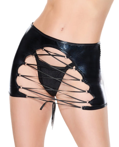 Jupe Darque réversible en dentelle style mouillé – Noir TP