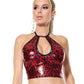 Top halter Darque Metallic Wet Look con abertura - Rojo/Negro G