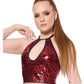 Top halter con abertura, efecto mojado metálico Darque - Rojo/Negro MD