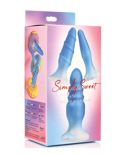 Curve Toys Simply Sweet Ensemble de plugs anaux en silicone - Bleu