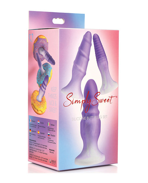 Juego de plugs anales de silicona Curve Toys Simply Sweet - Morado