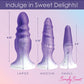 Juego de plugs anales de silicona Curve Toys Simply Sweet - Morado