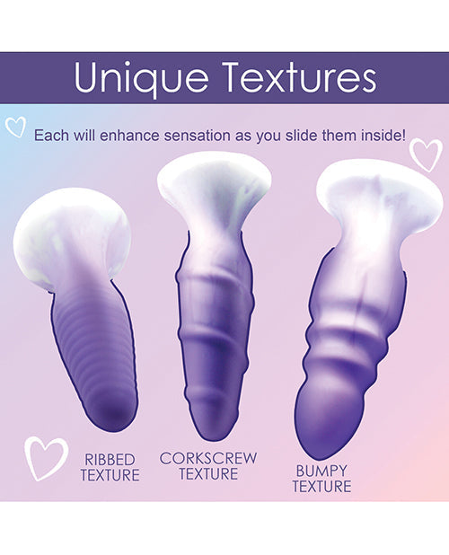 Juego de plugs anales de silicona Curve Toys Simply Sweet - Morado