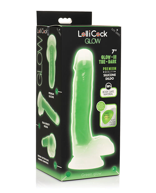 Dildo grande Curve Toys | Dildo grande de 17.78 cm | Dildo de silicona que brilla en la oscuridad con testículos