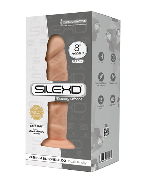 Dildo grande SilexD Modelo 2 de 8" | Dildo de silicona con memoria Silexpan | Dildo con ventosa color marfil