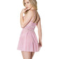 Nuisette rose cristal avec bonnets légèrement rembourrés et string rose/argent T.M.