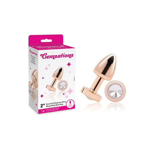Gemsations 2" Beginners Bling Bling Metal Butt Plug Rose Gold
