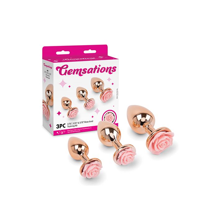 Gemsations Kit de entrenamiento con plug anal Rose Metal oro rosa