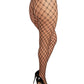 Medias Panty de Red de Doble Punto - Negro Talla Grande