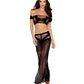 Conjunto de 2 piezas de bralette bandeau sin costuras y falda larga - Negro Talla Única