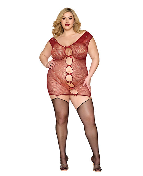 Plus Size Seamless Red Diamond Garter Slip