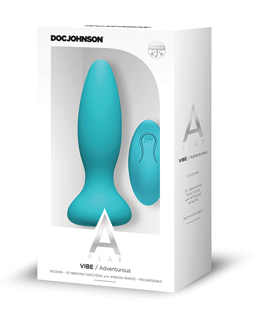 Un plug anal en silicone rechargeable A Play Adventurous avec télécommande - Teal