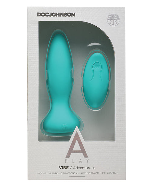 Un plug anal en silicone rechargeable A Play Adventurous avec télécommande - Teal