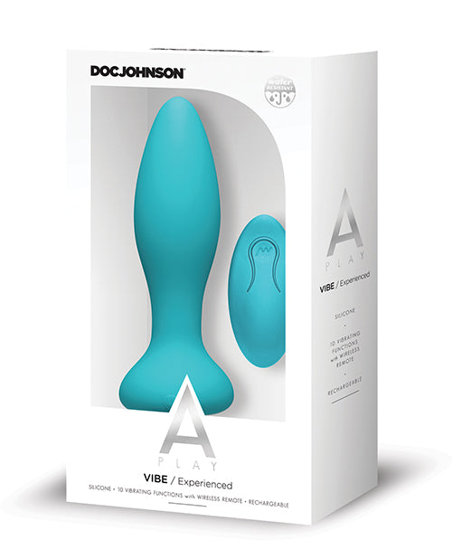 Un plug anal Play Rechargeable en silicone avec télécommande - Sarcelle