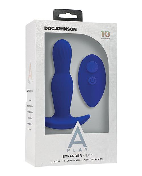 Un plug anal de silicona recargable A Play Expander con control remoto - Azul real