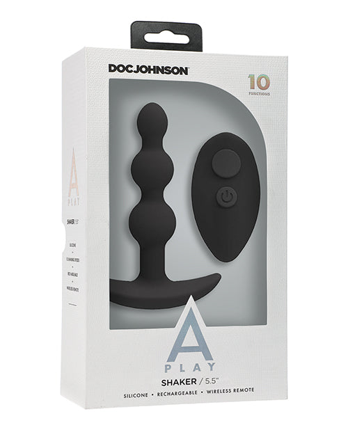 Un plug anal en silicone rechargeable Play Beaded avec télécommande - Noir