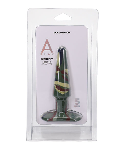 Un consolador anal de silicona Groovy de 5" - Camuflaje