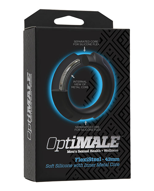 Anillo para el pene OptiMale FlexiSteel - Negro 43 mm