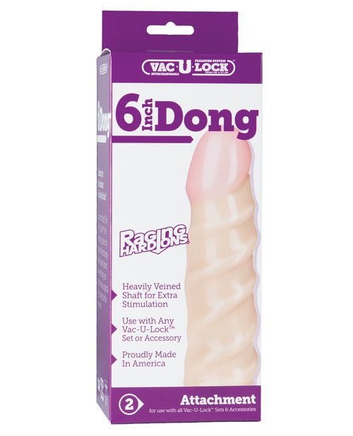 Vac-U-Lock Dildo Realista Rígido Furioso de 6" - Blanco
