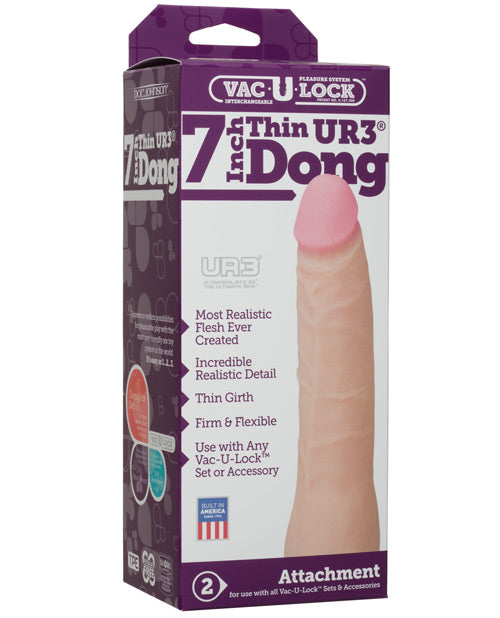 Dildo realista Vac-U-Lock | Dildo texturizado de 7" | Dildo grande Ultraskyn | Dildo blanco básico