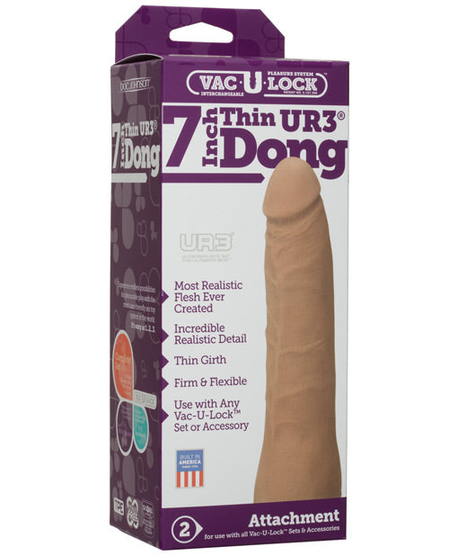 Dildo realista Vac-U-Lock | Dildo grande de 7" | Dildo grueso Ultraskyn grande | Dildo básico marrón