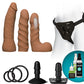 Dildo realista Vac-U-Lock | Kit de inicio de dildo con arnés de doble densidad | Dildos grandes Caramel
