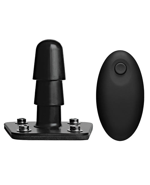 Dildo vibrador Vac-U-Lock | Set de dildos doble densidad vainilla con arnés y control remoto inalámbrico