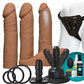 Dildo vibrador Vac-U-Lock | Conjunto de Dildo Strap On de doble densidad color caramelo con control remoto inalámbrico