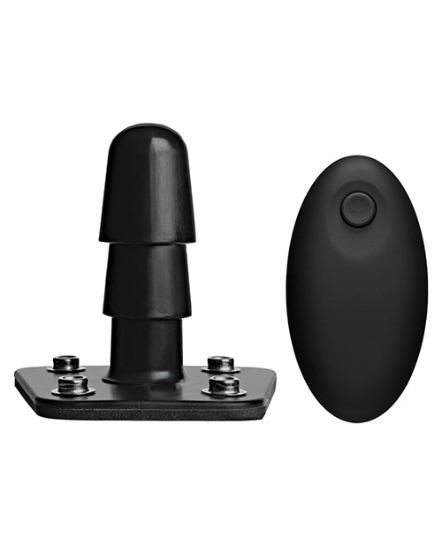 Dildo vibrador Vac-U-Lock | Conjunto de Dildo Strap On de doble densidad color caramelo con control remoto inalámbrico