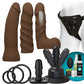 Dildo realista Vac-U-Lock | Juego de iniciación de dildo strap-on de doble densidad con control remoto inalámbrico