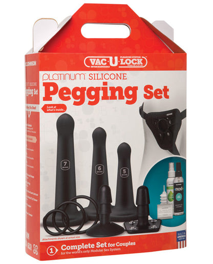 Dildo de silicona Vac-U-Lock | Juego de Dildos para Pegging con Arnés | Dildo Negro | Dildos con Ventosa