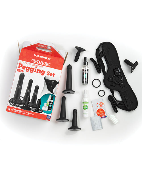 Dildo de silicona Vac-U-Lock | Juego de Dildos para Pegging con Arnés | Dildo Negro | Dildos con Ventosa