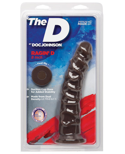 Doc Johnson 8" gros godemichet | Godemichet réaliste Ragin D | Godemichet à ventouse chocolat