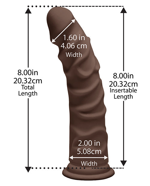 Doc Johnson 8" gros godemichet | Godemichet réaliste Ragin D | Godemichet à ventouse chocolat