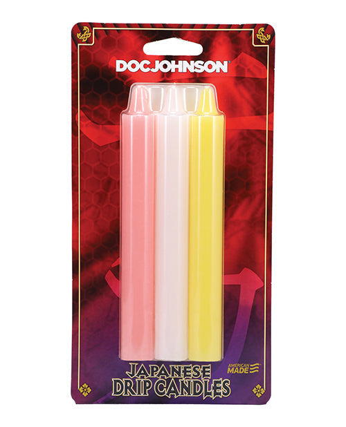 Bougies japonaises dégoulinantes – Lot de 3 rose/blanc/jaune