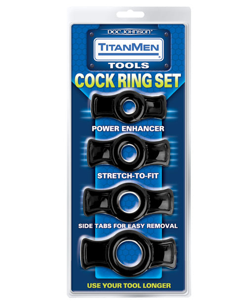 Juego de anillos para pene Titanmen Tools - Negro
